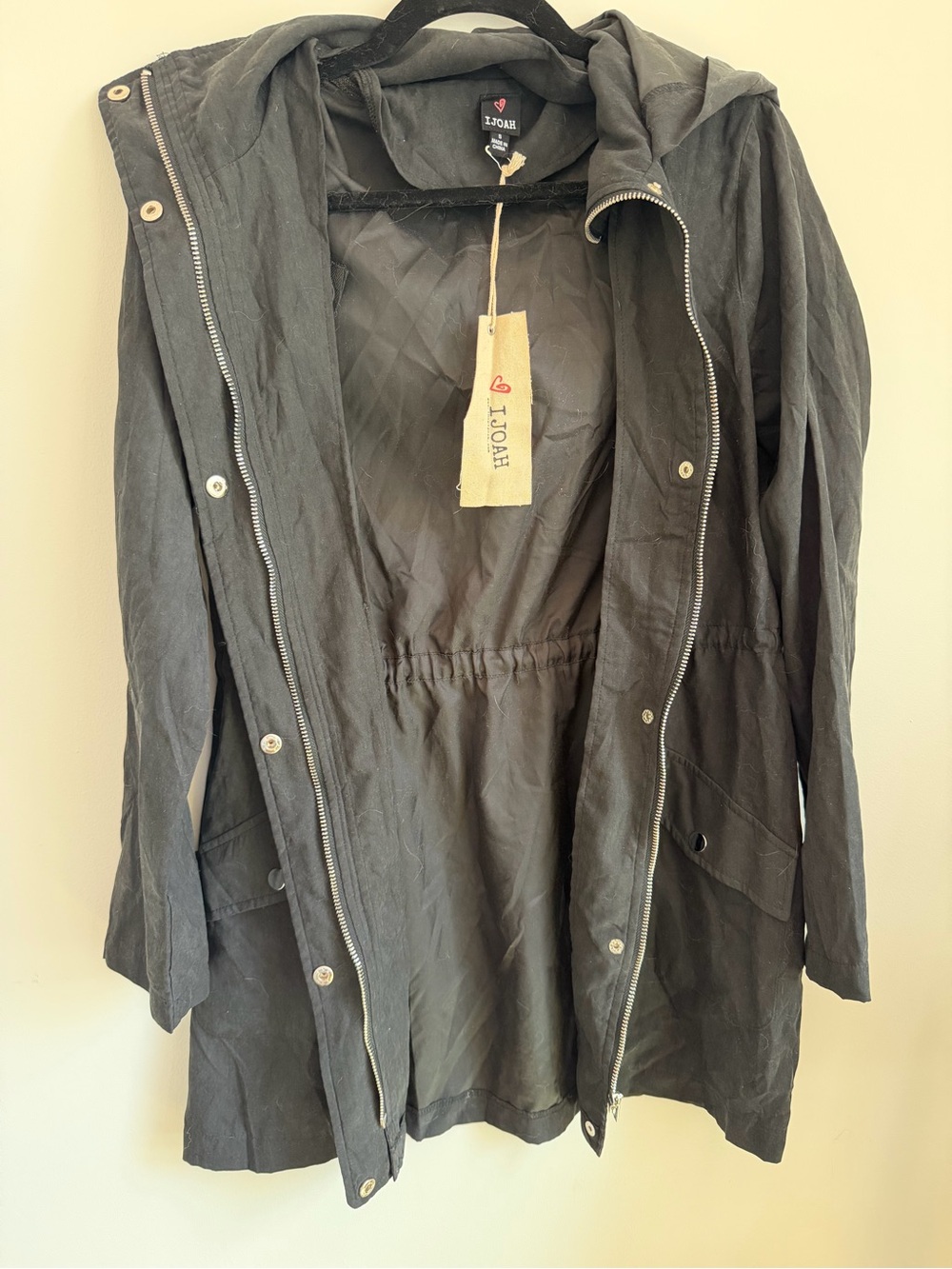 Nanamacs Women's Black Hooded Anorak Jacket